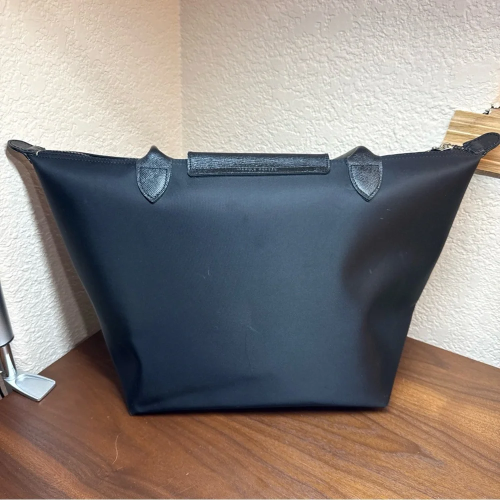 LONGCHAMP Paris Boho Large Tote Handbag In Black Color Made In France - Picture 5 of 16